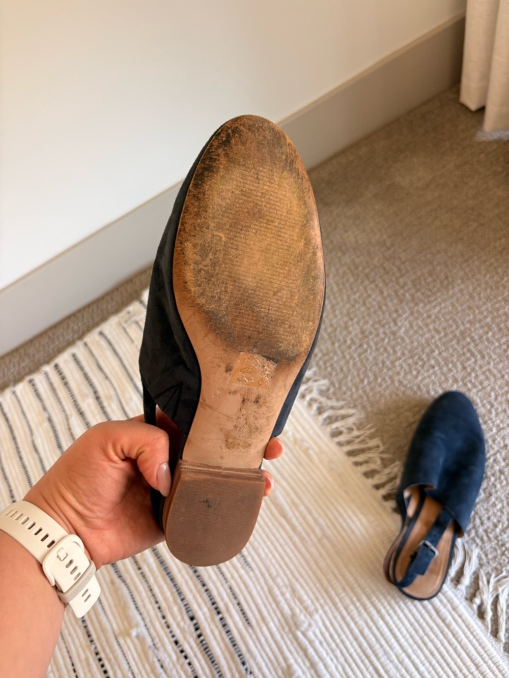 MADEWELL Women's Navy Suede Slingback Flats - Picture 2 of 2